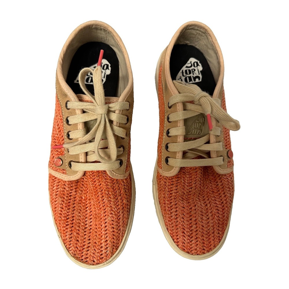 Santorisan Sneakers Womens 9 Heisei Sunrise Raffia Orange Woven Mesh Vans-Like